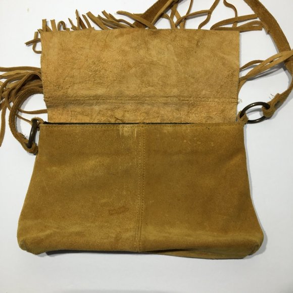 Boho Fringe Leather Purse, Suede Leather Bag with Fringe, Hippie Bag - Picture 2 of 12